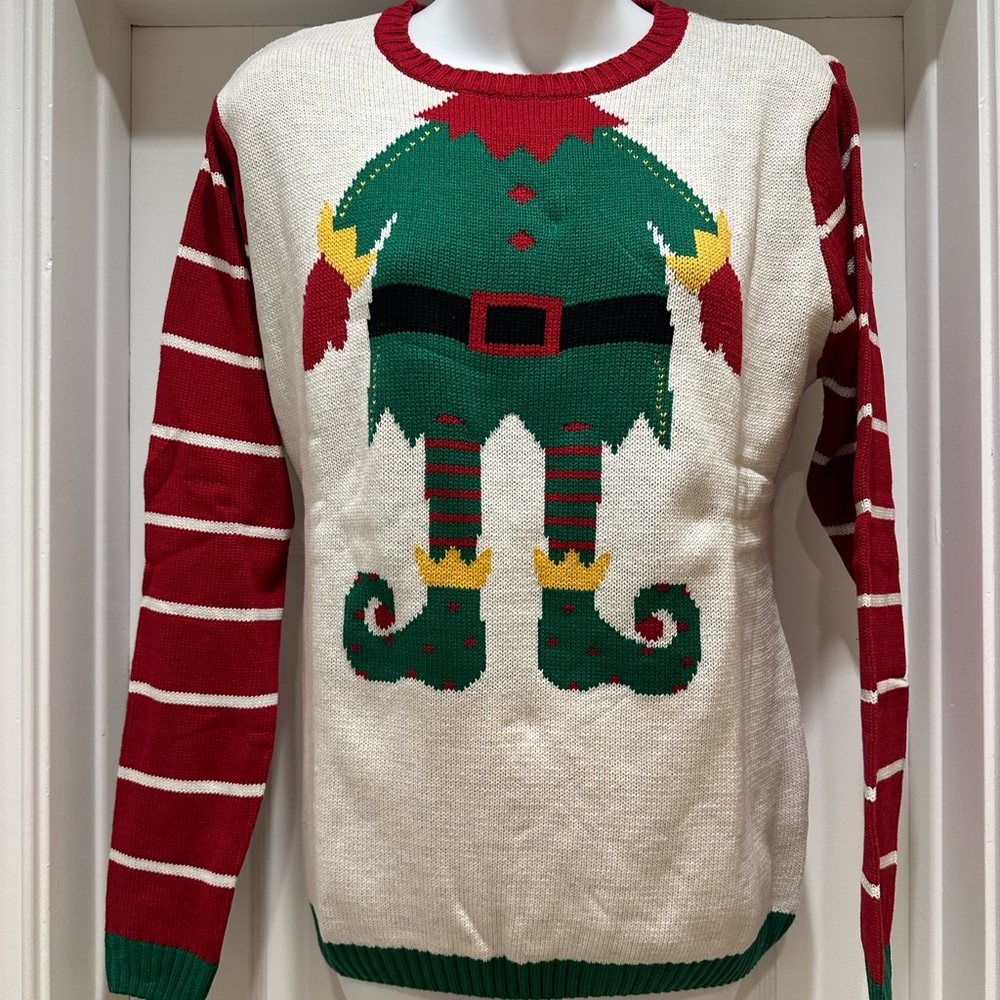 The ugliest Christmas Sweater winner!!! Idea for a woman who wears a size 4 or 6